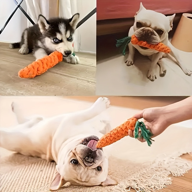 1pc durable carrot shaped braided fabric rope dog chew toy for teeth   play dental health all breed sizes interactive   carrotshaped toy durable braided rope dog toy details 1