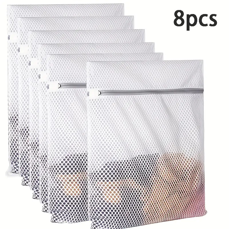 E-shop 6/8 Stück Robuste Wäschebeutel mit Wabenmuster | Wiederverwendbare Anti-Tangle Aufbewahrungsbeutel mit Reißverschluss, 12x16 Zoll für
