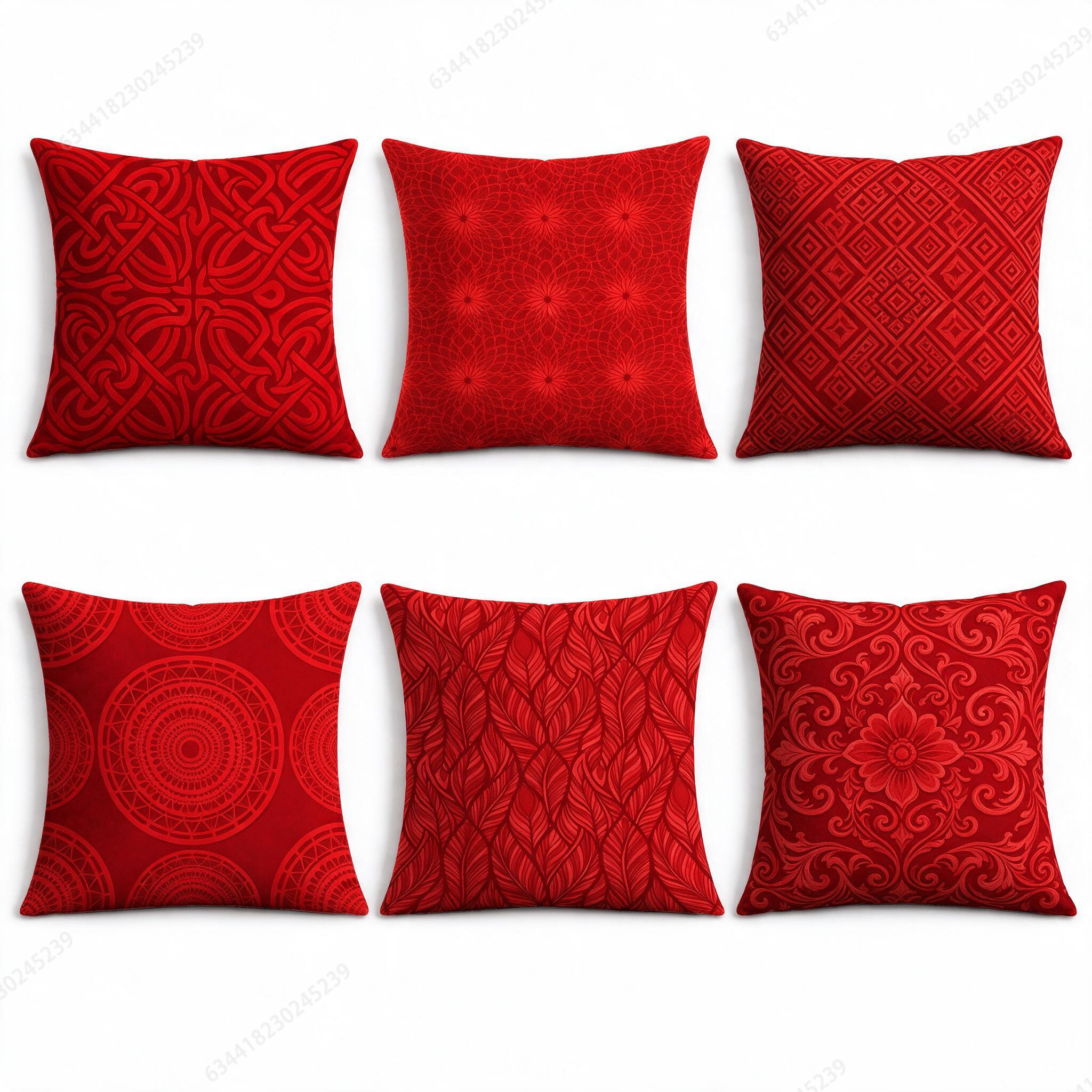 TEMU Housses de coussin de canapé 2D plates - 6 pièces, motif rouge du An, housses de coussin décoratives et élégantes, impression 2D plate en