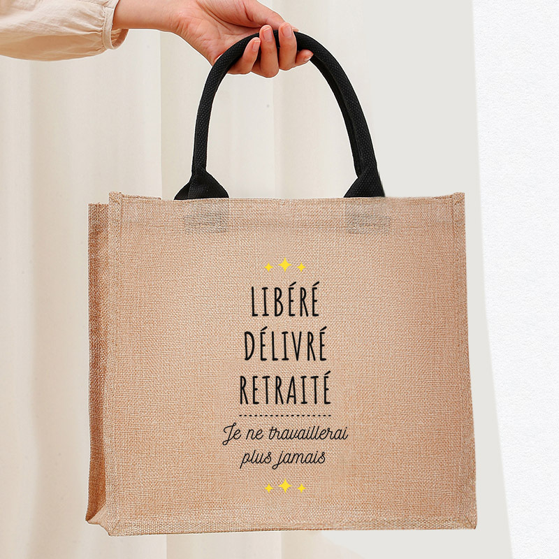 TEMU 1 Sac Tote Personnalisé pour Cadeau de Retraite - Grand Sac de Plage Monogrammé avec Nom/Initials, Durable et Lavable à , Sac de Shopping