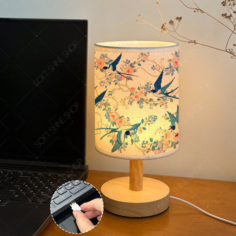LED Fabric Desk Lamp Powered by USB, Nightstand Accent Light