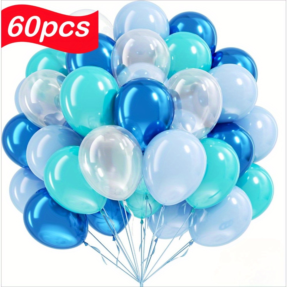 Lot de 60 Ballons Océaniques 30.48 cm en Turquoise et Bleu Métallique * - Ballons * pour Fête Sous En *, Douche, Mariage, Décorations de Fête Requin, Accessoires de * pour Studio Photo