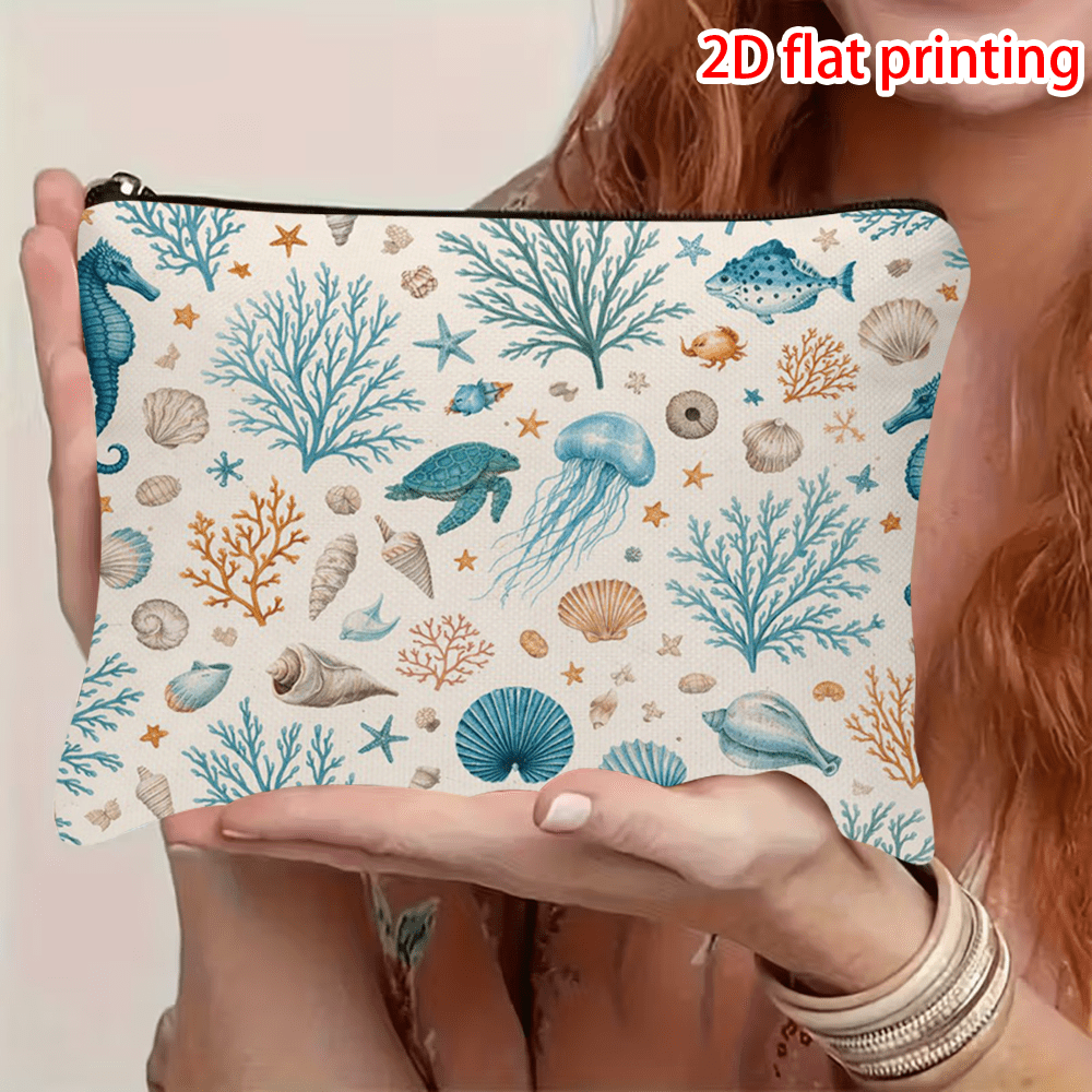 TEMU 1pc 2d Flat Printing Pattern Cosmetic Bag With Zipper, Lightweight And Portable For Travel Or Daily Use, Ideal Gift For Women., 2d Flat
