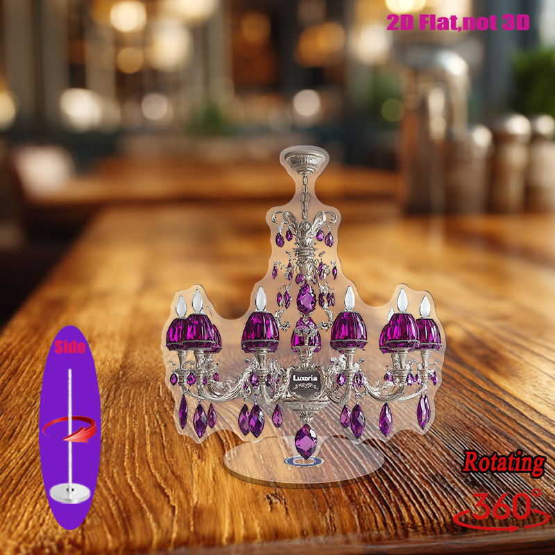 2d flat 1pc acrylic crystal chandelier decorative piece 2d flat rotating with amethyst   elegant event and celebration ornament for   room bedroom no electricity needed festive home decor elegant chandelier design acrylic construction chandeliers for ceiling details 3