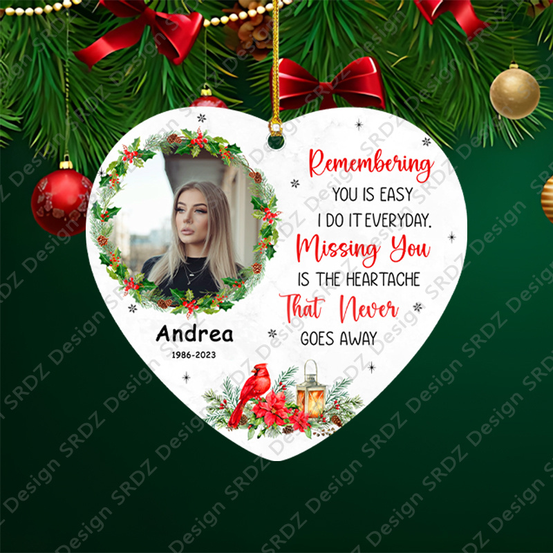 

Personalized Memorial Christmas Ornament With & Photo - " You Is Easy, " Message - Acrylic Keepsake For , Christmas Wreath