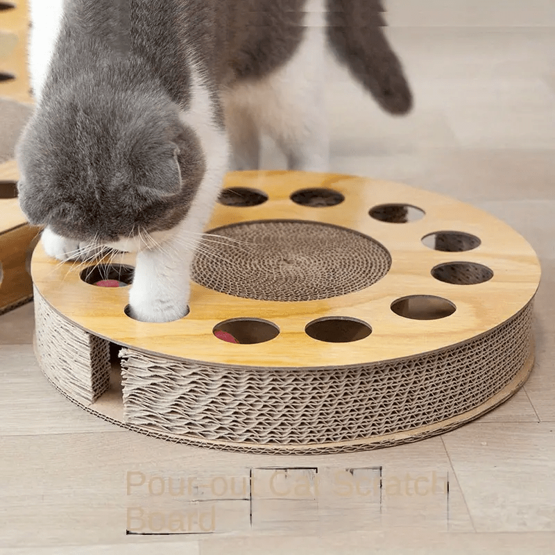 

Interactive Cat Scratcher Board With Teaser Ball - Corrugated Cardboard, Play & Exercise Toy For Cats, Playground For Indoor Cats