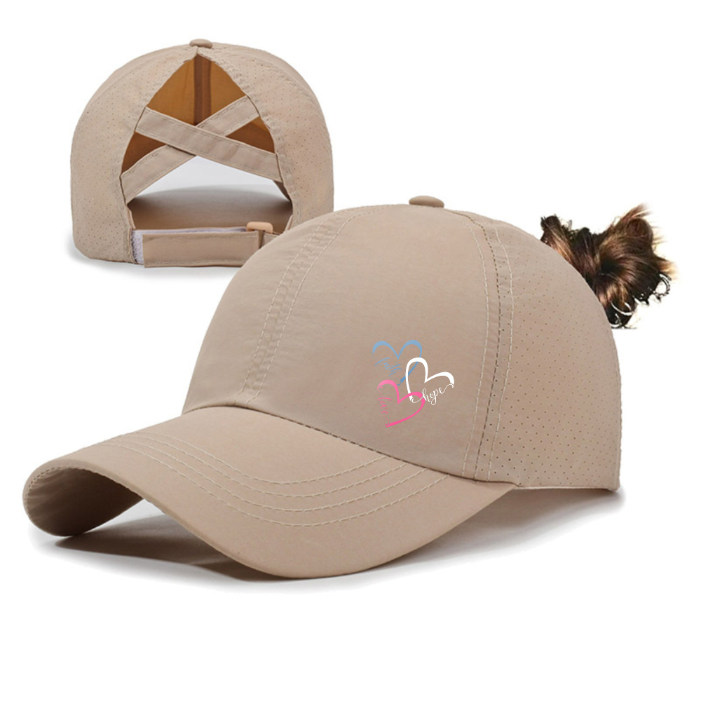 1 Women's Ponytail Baseball Cap, Outdoor Casual Cap, Sun-blocking Quick-dry Cap, Suitable For Daily Outdoor Travel, With -color Heart Print