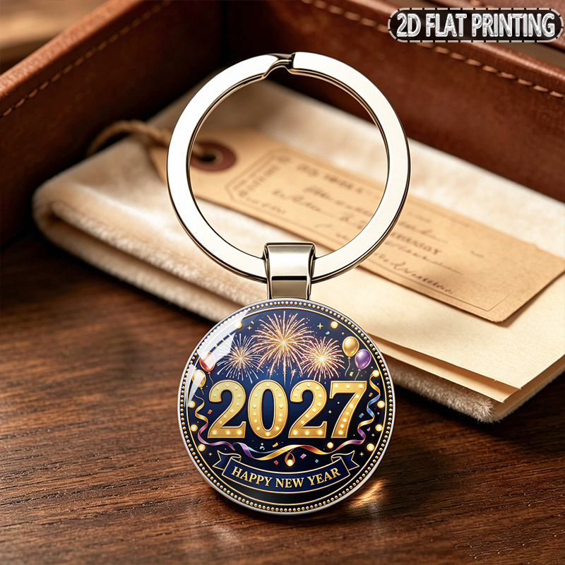 TEMU 1 stuks, 2027 Gelukkig Nieuwjaar Vuurwerk Vintage Sleutelhanger, Geschikt voor Rugzak Bedels, Sleutelhanger Aanvullingen, voor Verjaardagen,