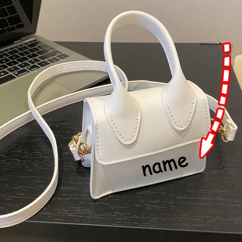 TEMU 1pc Customizable Name Fashion Solid Color Pu Flap Mini Bag, Handbag Versatile Casual Chain Shoulder Crossbody Bag, Coin Purse Crossbody Handbag