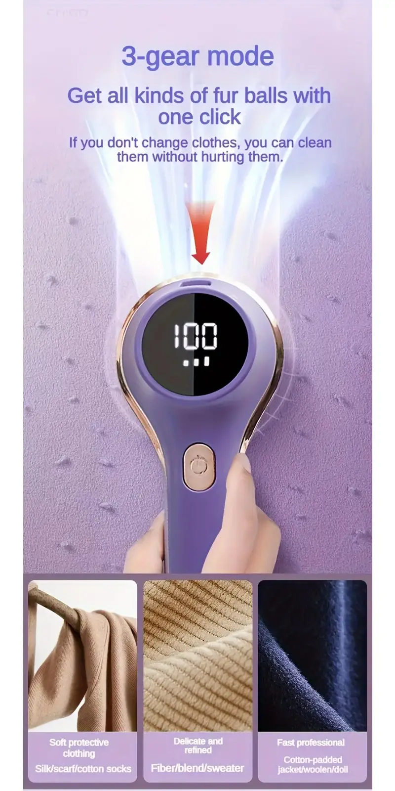 1套, 布艺剃须刀, 电动毛球去除器, usb充电毛衣剃须刀, 强力毛球剃须刀, 毛球去除器, led显示屏, 毛球修剪器, 便携式毛球修剪器, 适用于衣物、床上用品、家具、地毯、沙发, 清洁用品, 清洁小工具 商品详情 7