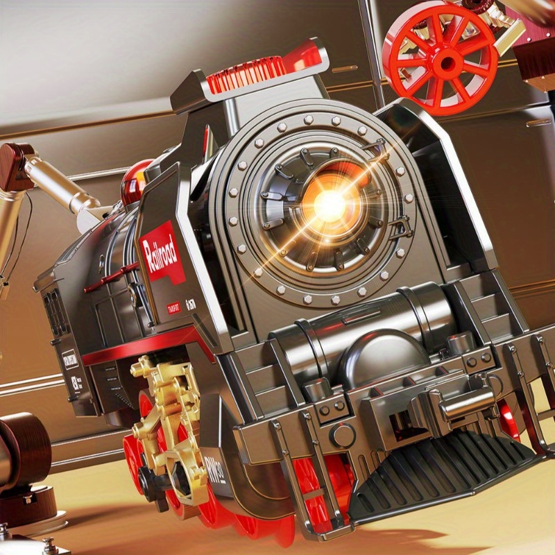 3 Speed Smoke Electric Train Set with Smart Realistic Steam, LED Lights, Train Sounds, Long-Lasting Battery, Gift for Kids 3-8, Adults Collectible, Holiday Toy with 1 Locomotive + 3 Cars (Model 621A)