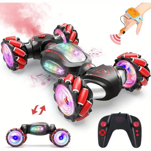 gesture rc car toys for boys 4 12 year old 4wd remote control car 360 rotate drift rc cars with lights music sprayer 2 4ghz gesture sensing birthday xmas gifts for kids christmas gift