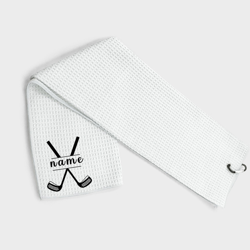 TEMU Customized Name Golf Towel, (white, Black) Multiple Color Options, High-quality Quick-drying And Durable Golf Elements, Flower Name Golf Towel,