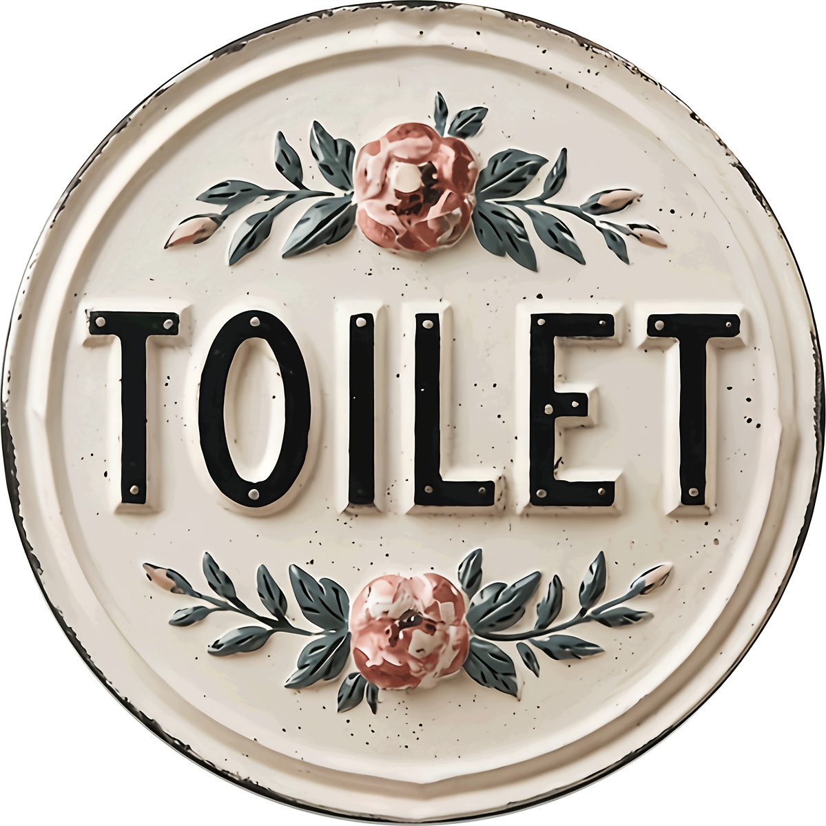 2D ploska, 1 kos, lesen stenski okras v vintage stilu "Toilet/Bathroom Sign" - okrogla retro plošča, idealna za darilo ob vselitvi, kmečko hišo,