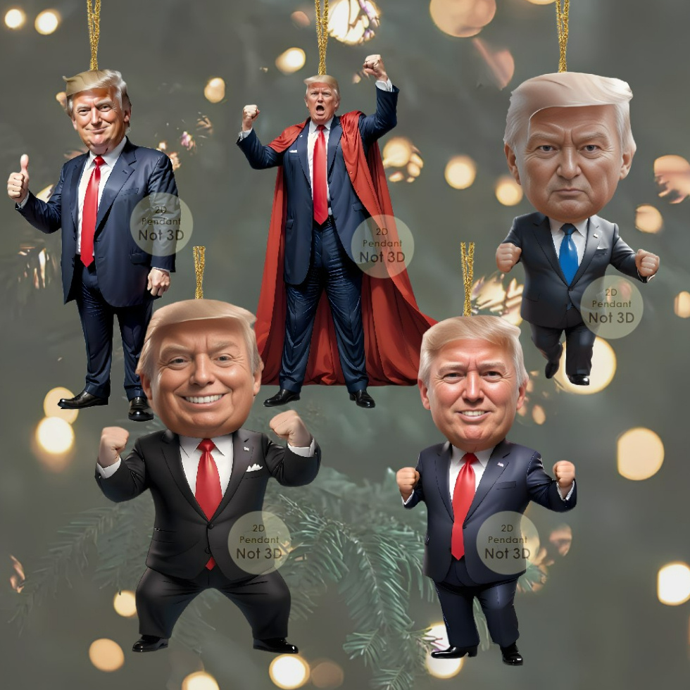 Ornamento de resina acrílica inspirado em Trump de 5 peças