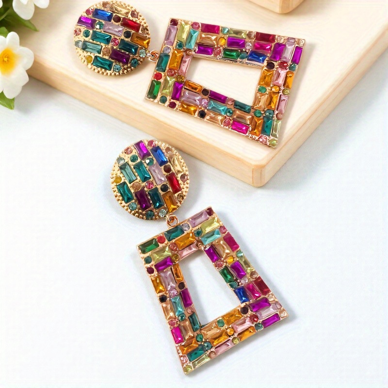 TEMU A Pair Of Bohemian-style Retro Earrings With Geometric Designs Showcase And Brilliance Of Women. The Pendant Earrings Are A Valentine's Day And