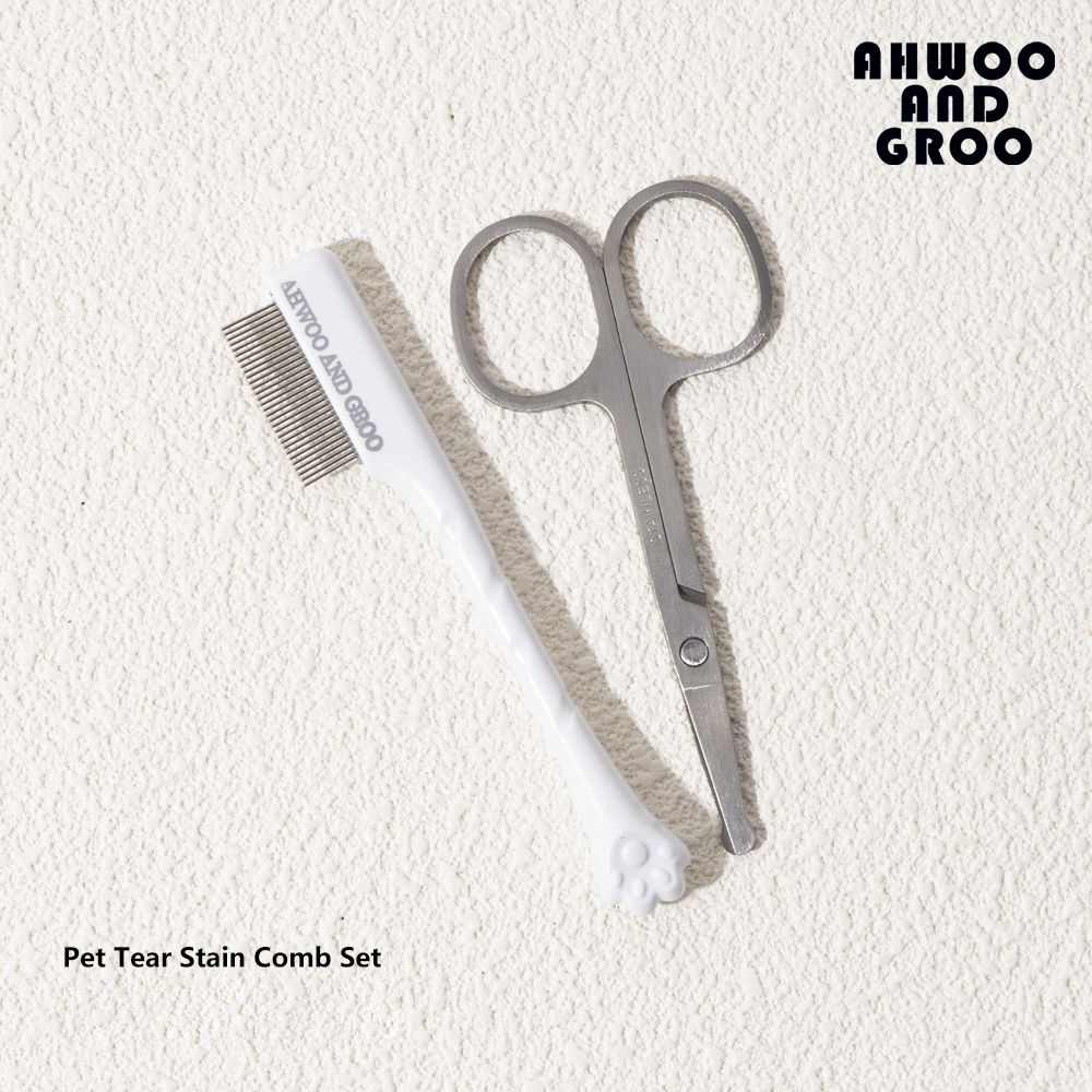TEMU 2pcs Pet Eye Grooming Kit: Stainless Steel Comb And Detail Brush, Suitable For Dogs And Cats - Facial Cleaning Comb Set For Removing Tear Stains