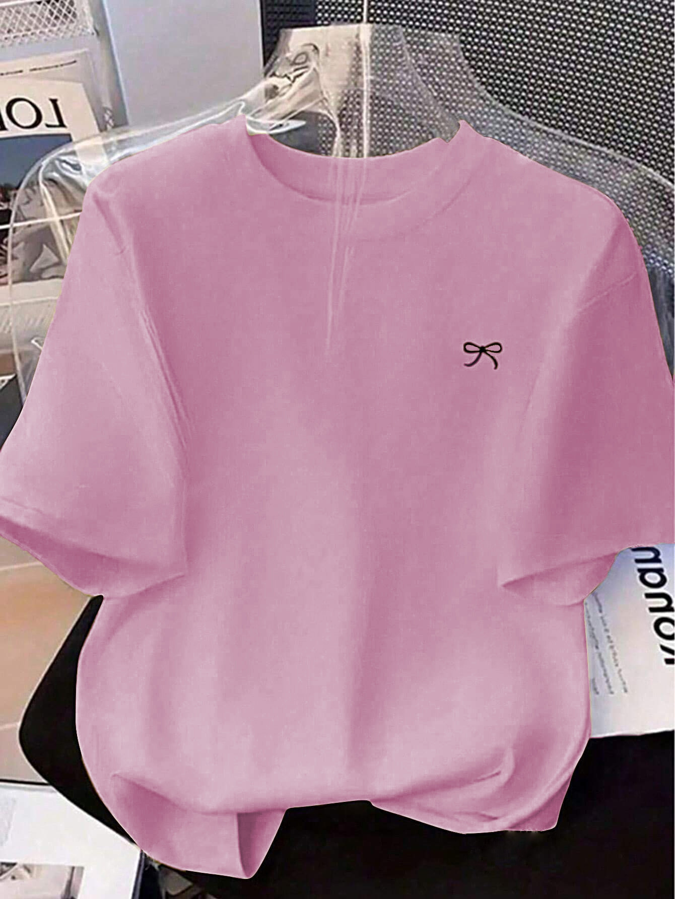 women's soft pink t shirt minimalist everyday casual top Temu