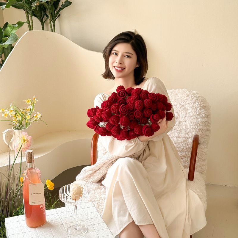 TEMU 多機能ローズブーケ - ヴィンテージル＆ベッドスプレッド、シミュレートローズ付き - 暖かくて快適、デー、母の日、新年に最適 - なベッドカバー