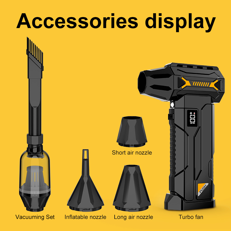 2-in-1 Cordless Turbo Blower & Vacuum Cleaner, 1-100 Speed Electric Air Duster, Long Led Display, Pet Hair Removal Car Sofa Deep Cleaning, Blower, Handheld Fan For Football Games Outdoor Hikin
