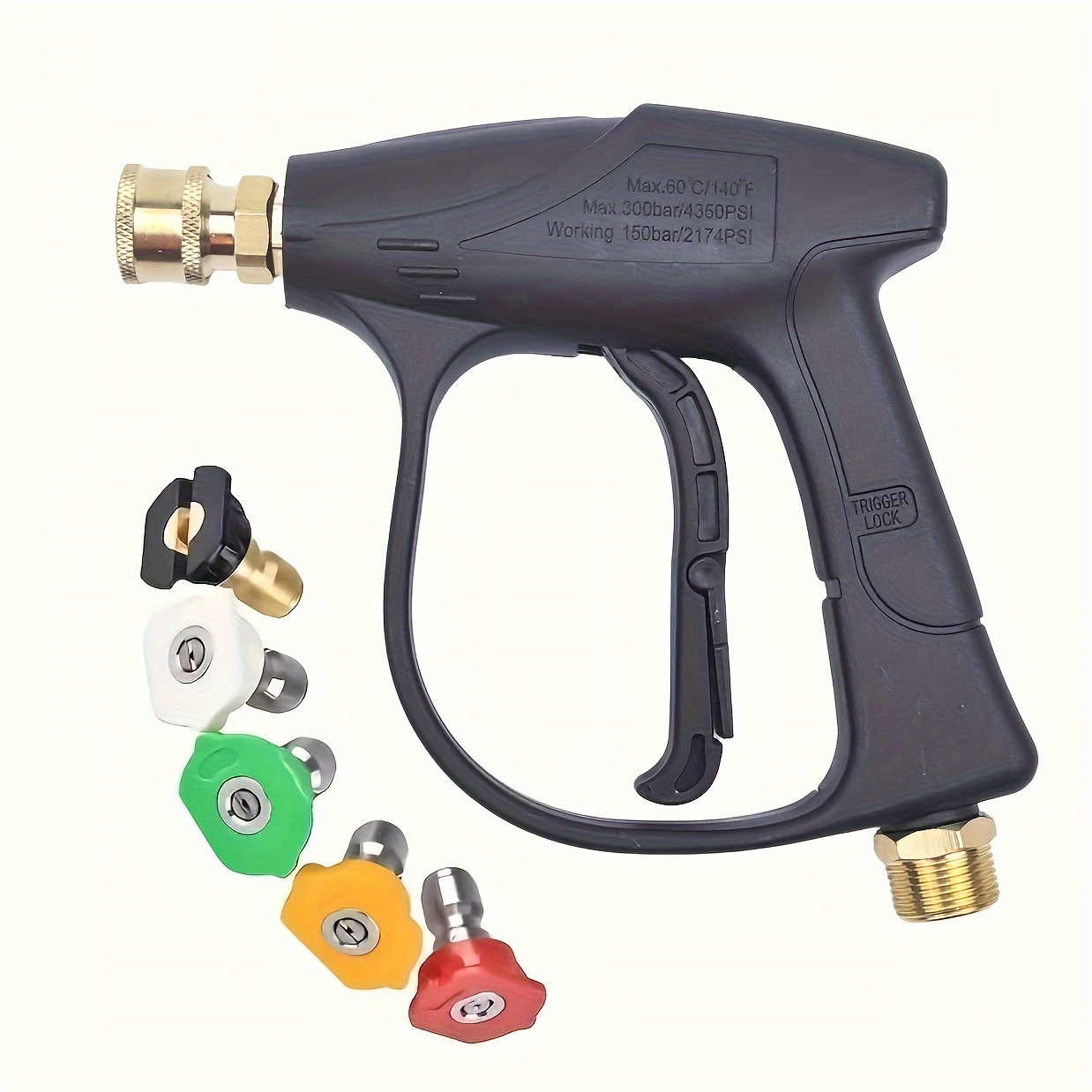 high pressure car wash nozzle   in 5 colors with   connect 1 4 inch m22 14 hose connector   of handling up to 3000 psi suitable for garden supplies and irrigation spraying