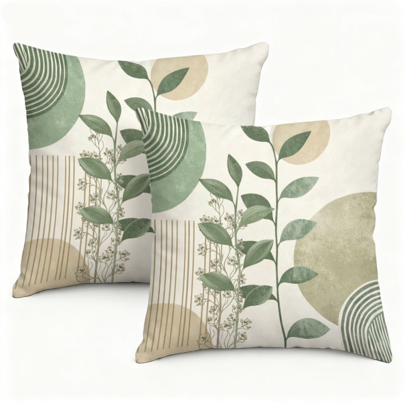 TEMU 2d Flat - 2 Pieces, 2d Flat Printed Cushion Covers Featuring Forest-style , Decorative Pillow Covers For Decor. Non-real Embroidery Home Decor