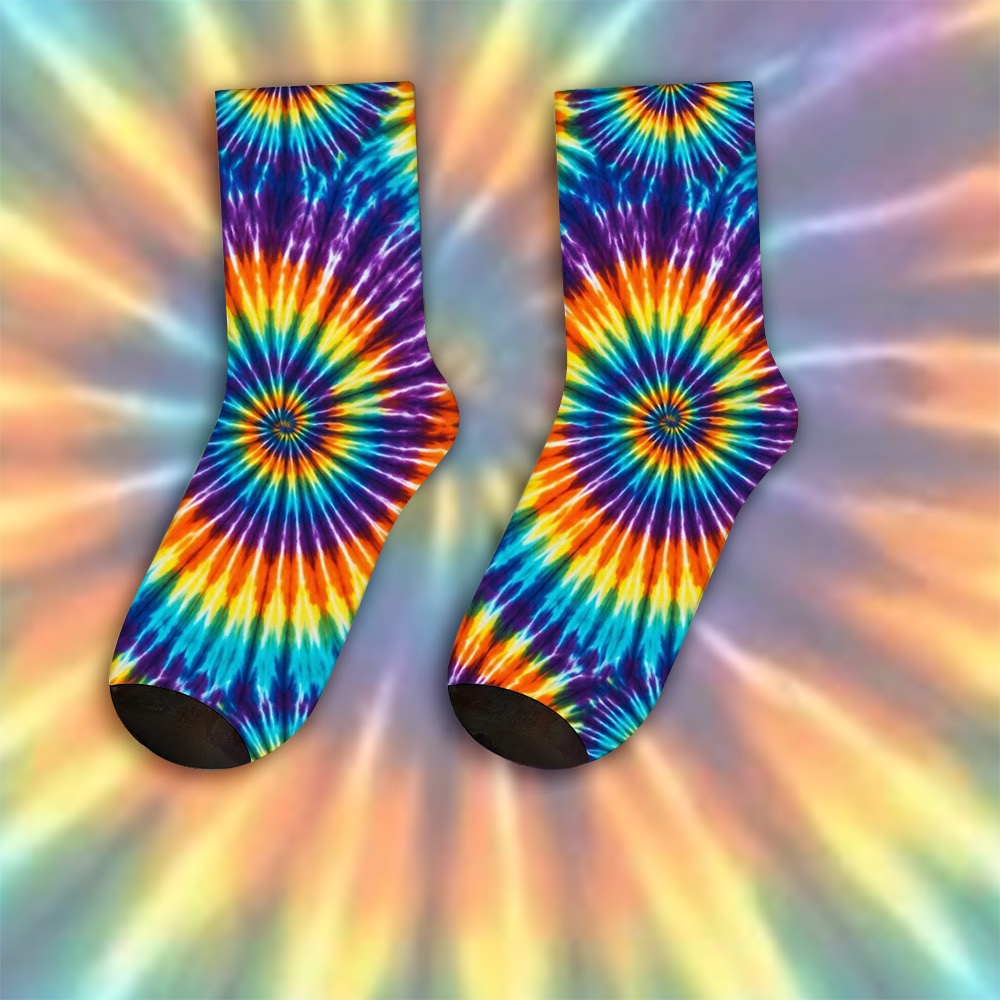 TEMU A Unique Pair Of Socks Designed With Vibrant Tie-dye Design For Women And Men, Sock | Ideal For Party Costume, Gifts, Daily Wear