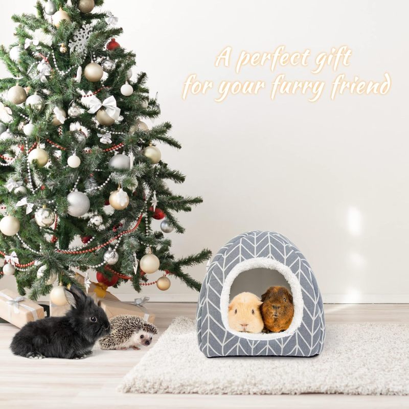 Cozy Hideout Bed for Small Animals | Grey Polyester Hide-Out for Little Bunny, Hedgehog, Ferret, Chinchilla, and Other Small Animals - Image 6