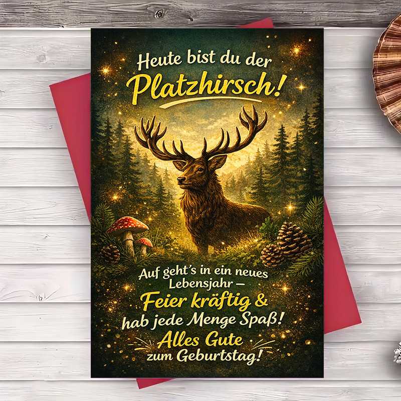 TEMU A Rustic Birthday Card Featuring A Deer In A Forest, Suitable For , Family, Or Coworkers, Perfect For Celebrations