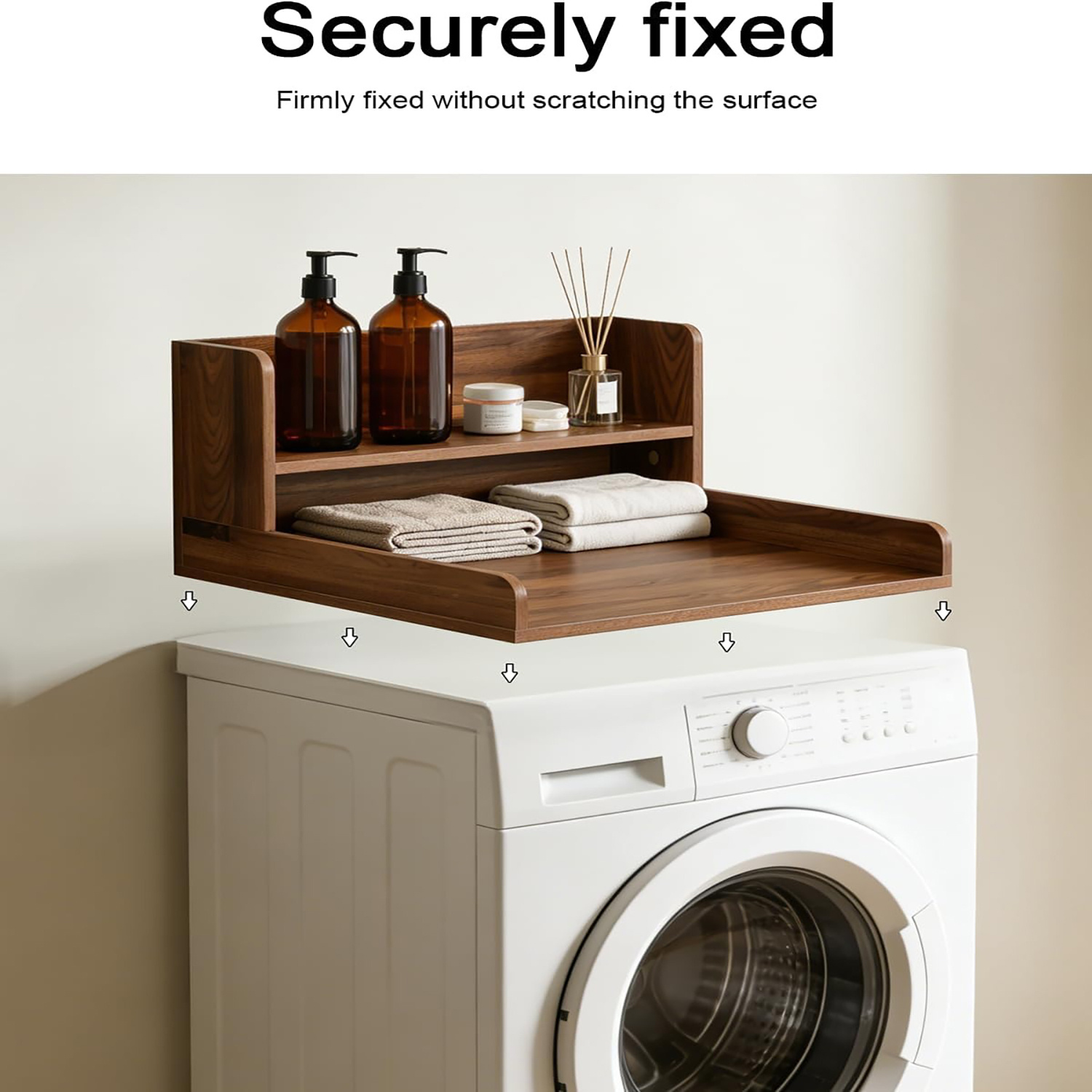 Countertop for Washing Machine and Dryer, 2-Tier Washer-Dryer Countertop, Wooden Laundry Countertop for Washing Machine and Dryer, Washer-Dryer Countertop for Laundry Room Organization, Utility Racks