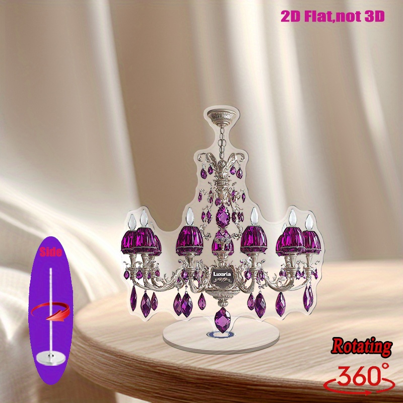 2d flat 1pc acrylic crystal chandelier decorative piece 2d flat rotating with amethyst   elegant event and celebration ornament for   room bedroom no electricity needed festive home decor elegant chandelier design acrylic construction chandeliers for ceiling details 0