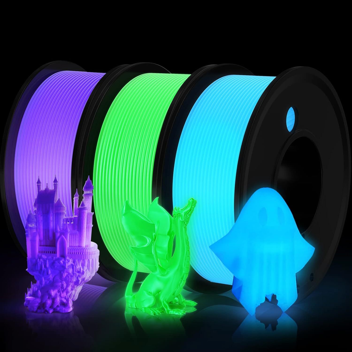 TEMU 3d Printer Filament Pla Glow In The Dark 1.75mm 3-d Printing Materials 3 Colors Bundle Print Filimate 1.75 Mm Purple Filiment ±0.05mm Spool