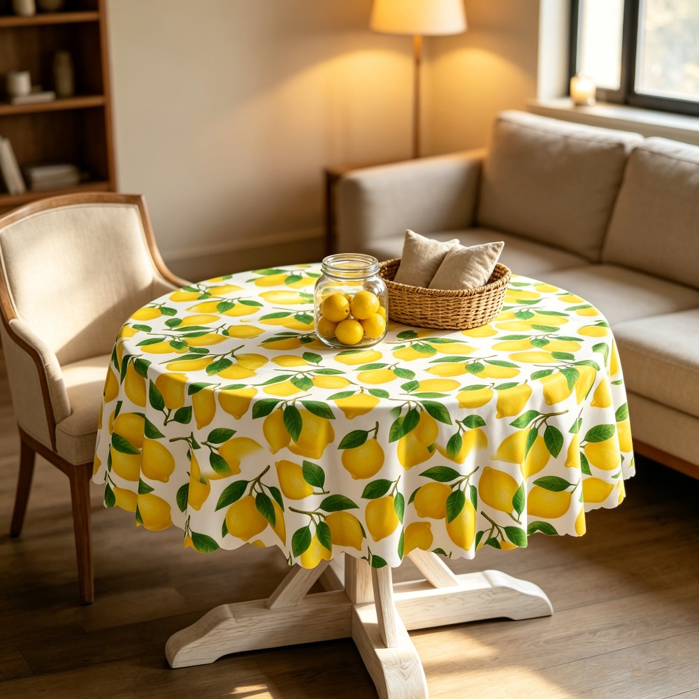 TEMU 1pc Pattern Tablecloth, Round, Square, Rectangle Options , Polyester, Lightweight, Quick-drying, Machine Washable, Suitable For Kitchen