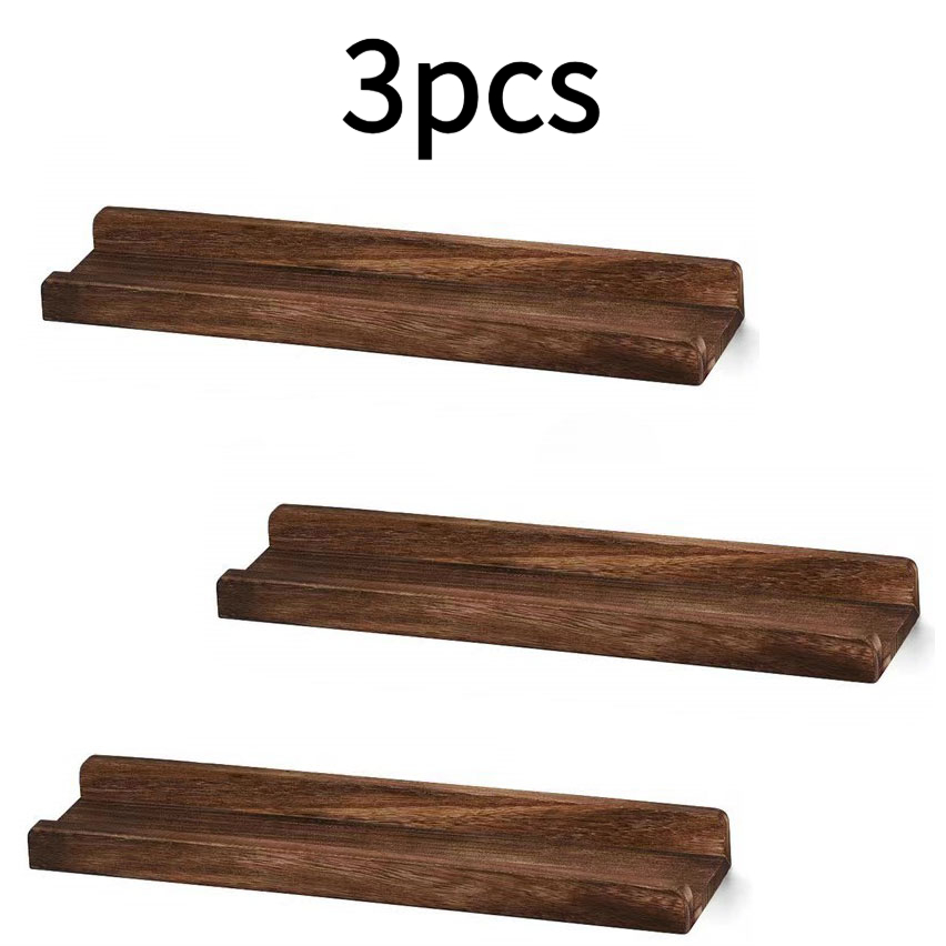 3pcs Wooden Floating Wall Shelves, Wall-mounted Decorative Shelves, Serving As Storage And Wall Decoration, Desktop Space, Suitable For Bedroom, Living Room, Bathroom, Study, Cafe, Floating Shelves