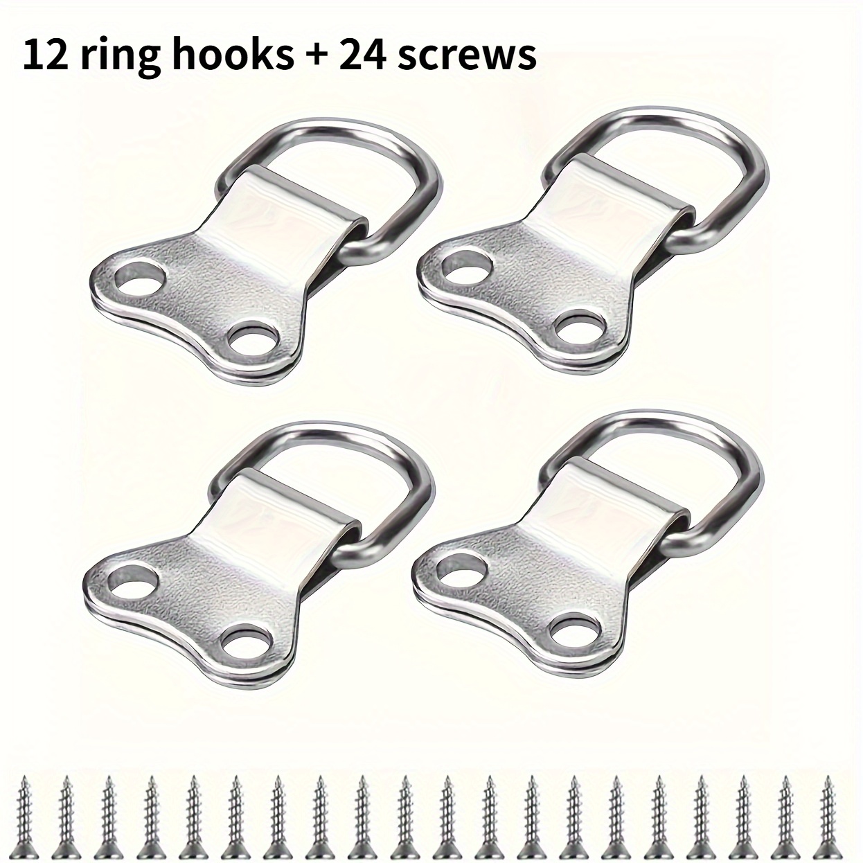 Image of 12 Heavy Duty Stainless Steel Picture Hanging Kit With 24 Screws - Durable Wall Hooks For Frame Art, Photos And Mirrors - - Suitable For Home, Office And Gallery Decoration