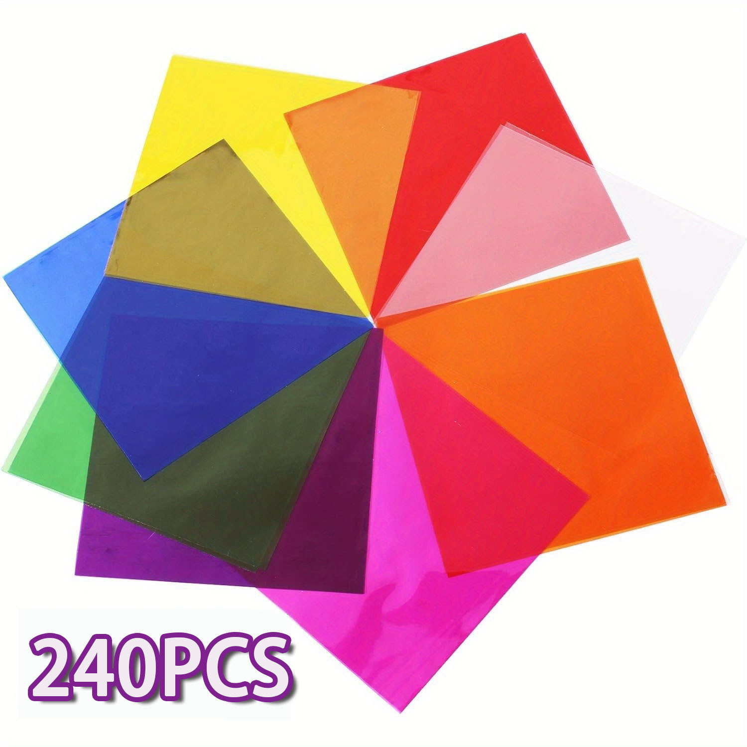 Image of 240pcs Of Multicolored Transparent Film Paper - , Gift Wrapping, Party Decorations, And , Craft Supplies, Decorative Packaging, Fantasy-themed Decor, And Transparent Packaging