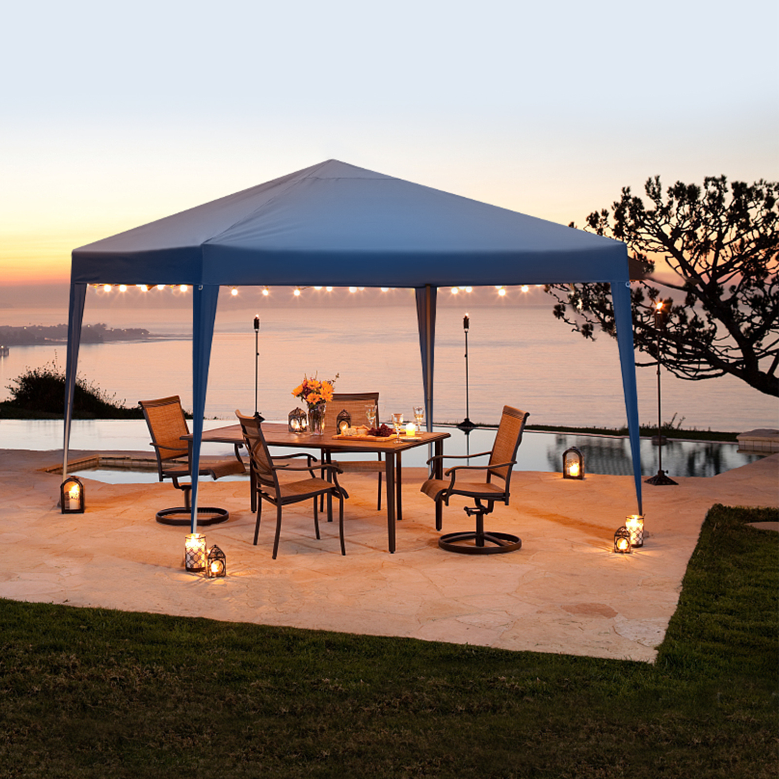 Image of Blue Folding Tent Without , Made Of Oxford Cloth And Spray-coated Iron Pipes, Portable, 3x3 Meters.