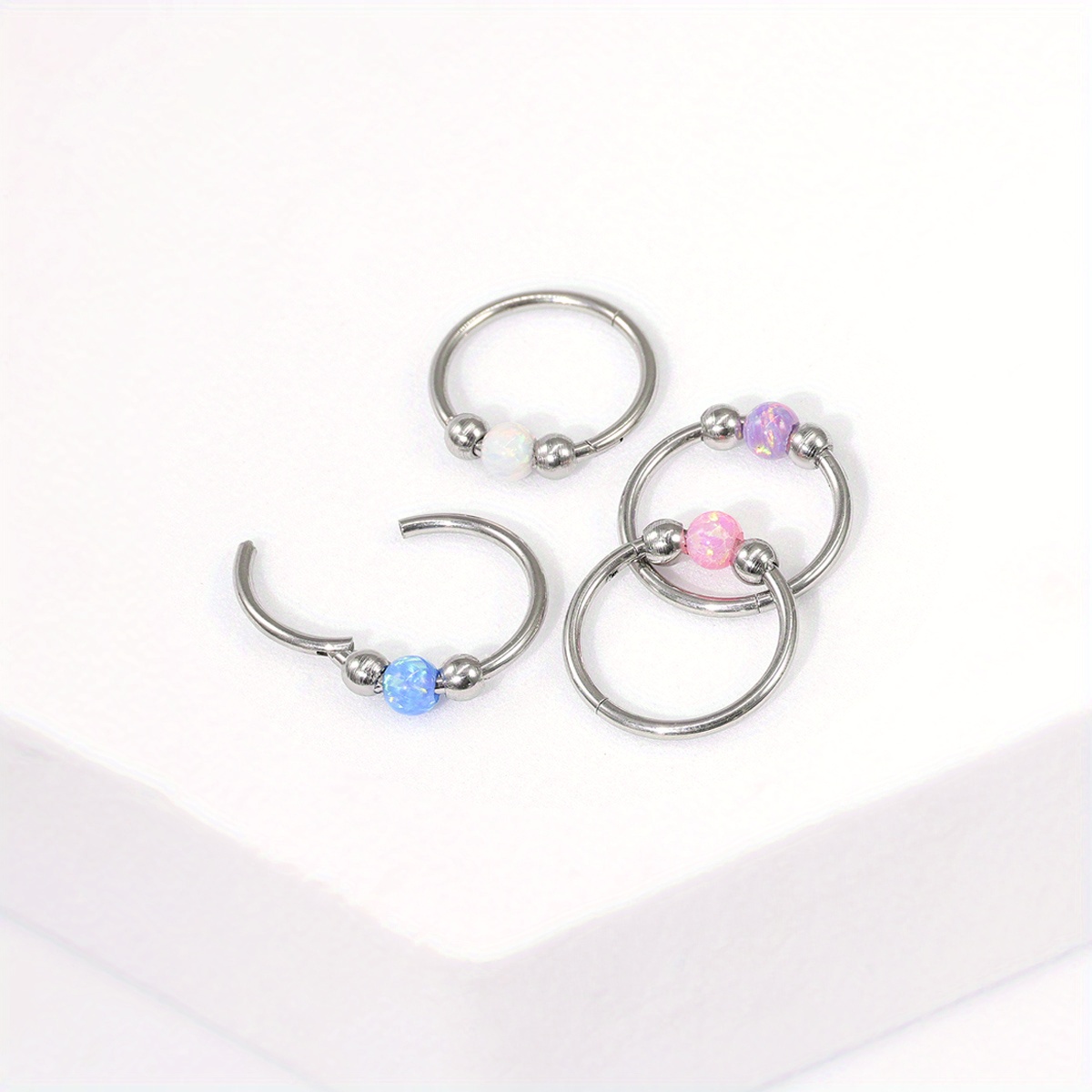 Women's Opal Nose Ring Septum Ring Earrings Set