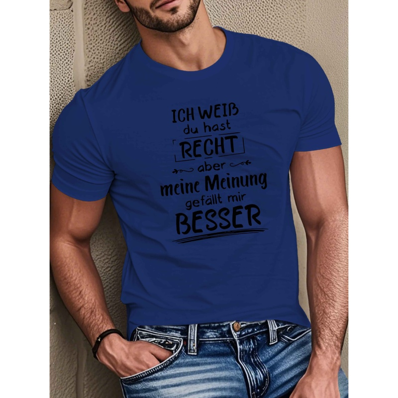 

my Is Better" Men's Short Sleeve T-shirt - Summer Casual Geometric Pattern, Round Neck, Polyester, Machine Washable, German, Top