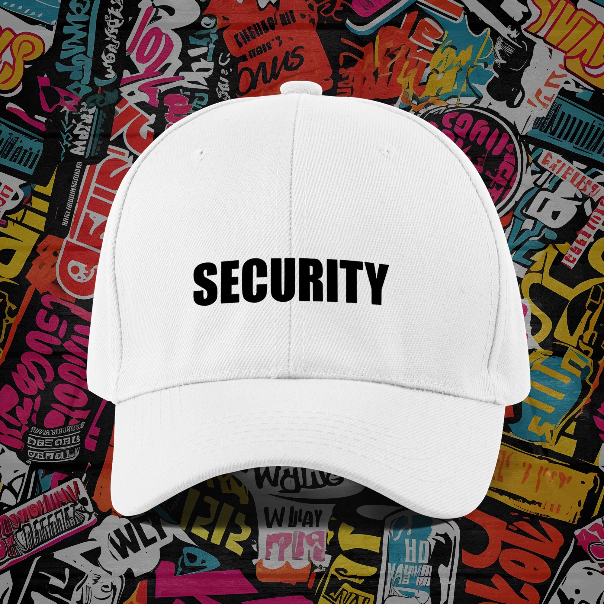 

Security Snapback Dad Hat - Lightweight Polyester Baseball Cap For , White With Black Lettering, , Sports, And Outdoor Activities, Sports Cap | Fashion Cap | Headgear