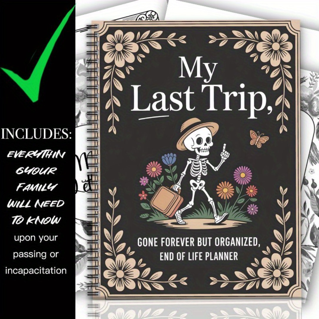TEMU 1pc Aesthetic Planner - " Trip" Vintage Style Journal, And Design, Family Peace Organizer, Will Preparation And Last Wishes Notebook, Planner |