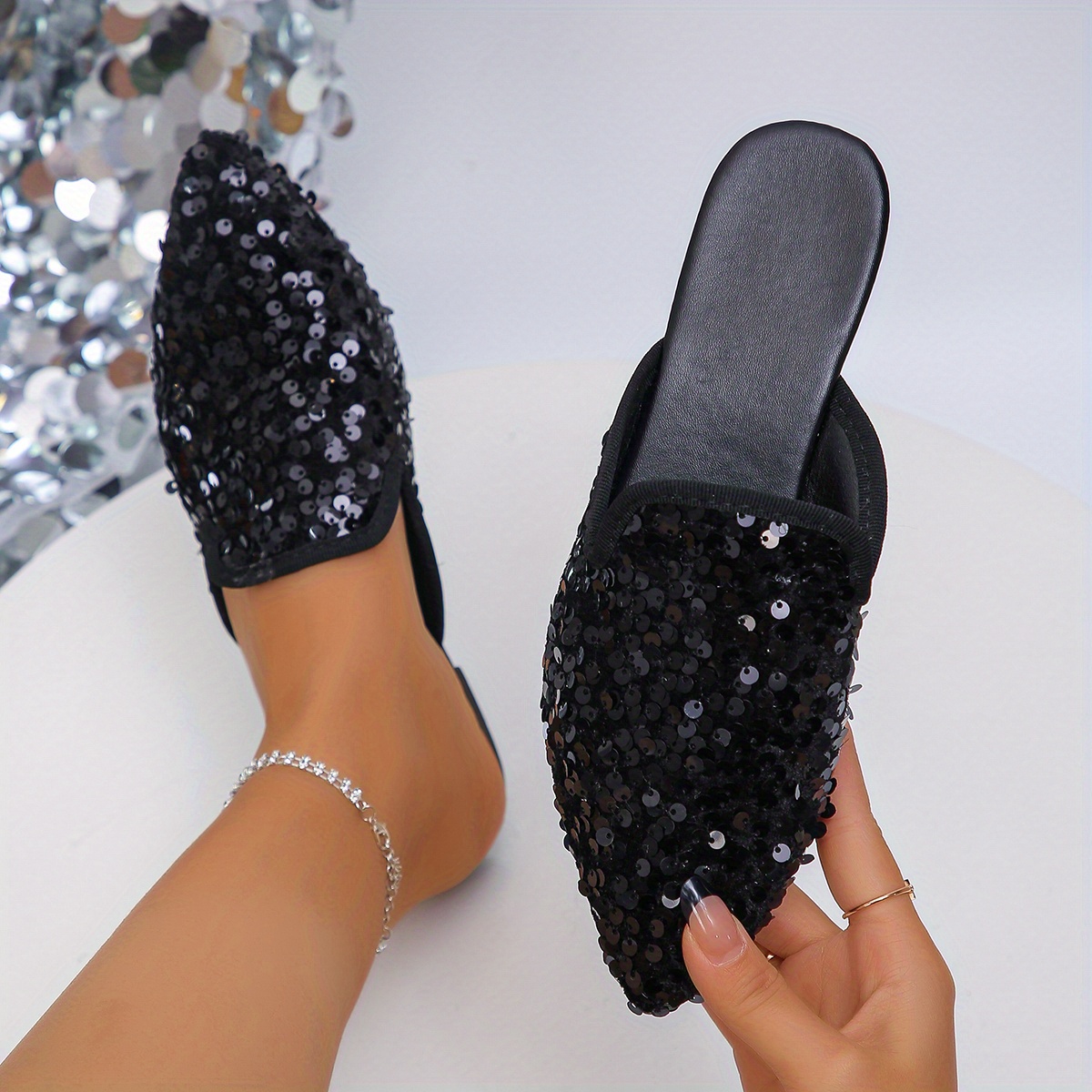 womens plus size fashion pointed toe mules lightweight slip Temu