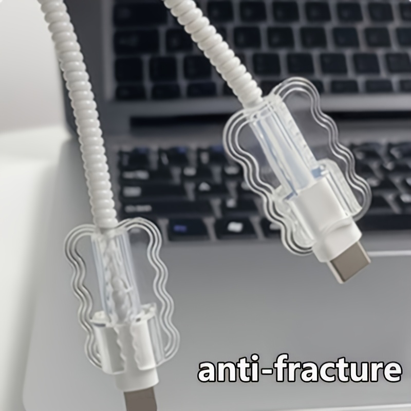proteggi cavi di ricarica confezione  /4/10 - guaine trasparenti per cavi adatte per porte  , usb-c/lightning, -groviglio e antigraffio,   di caduta - proteggi cavi in plastica resistente per telefoni, tablet, laptop - regalo   per appassionati di tecnologia, guaine   Dettagli dell'articolo 3