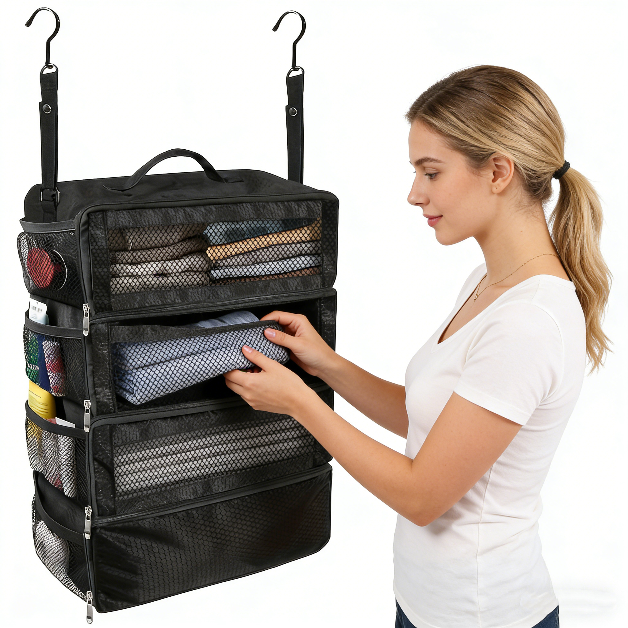 suitcase organizers travel luggage organizers portable hanging travel shelves foldable hanging packing small compartments for carry on luggage at  