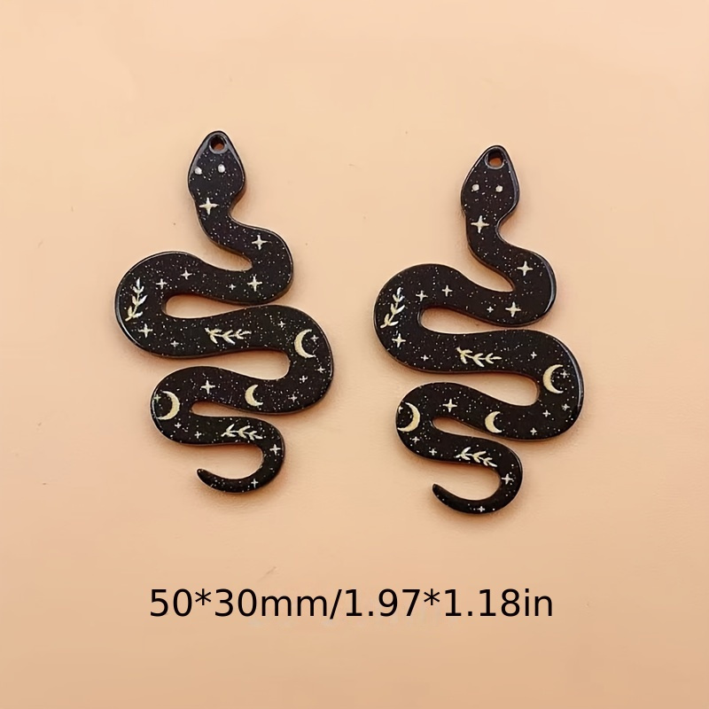 10pcs Wicker Moon Pattern Black Snake Acrylic Pendant Set