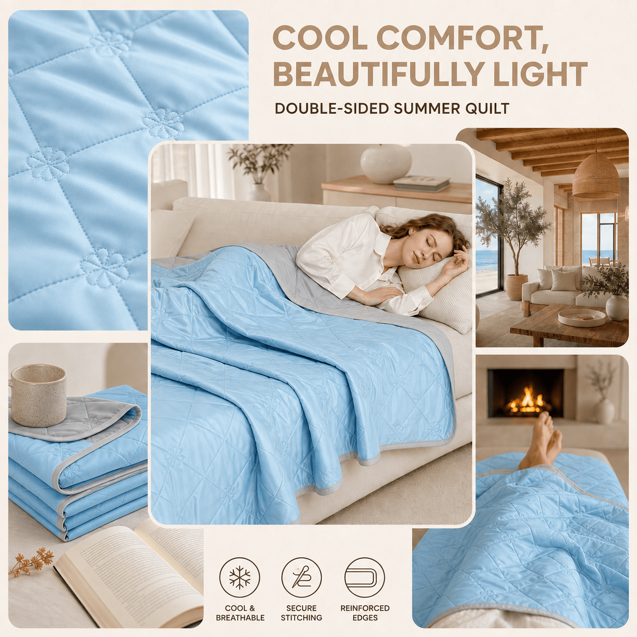 Image of 1pc Soft Summer Cooled Blanket, Suitable For Hot Sleepers, Lightweight Air-cooled Quilt, Adult Heat Absorbing Breathable Smooth Cover. Solid Color, , And Washable