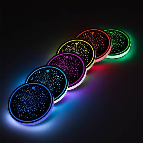usb rechargeable led cup holder coasters 1 pack multicolor luminous car interior ambient lights for decoration