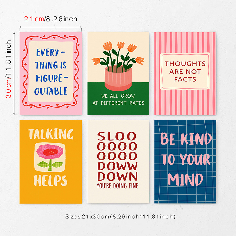 TEMU Set Of 6 Mental Health Colorful Inspirational Quote Canvas Wall Art Modern Motivational Posters For Living Room Or Bedroom Home Decor Unframed