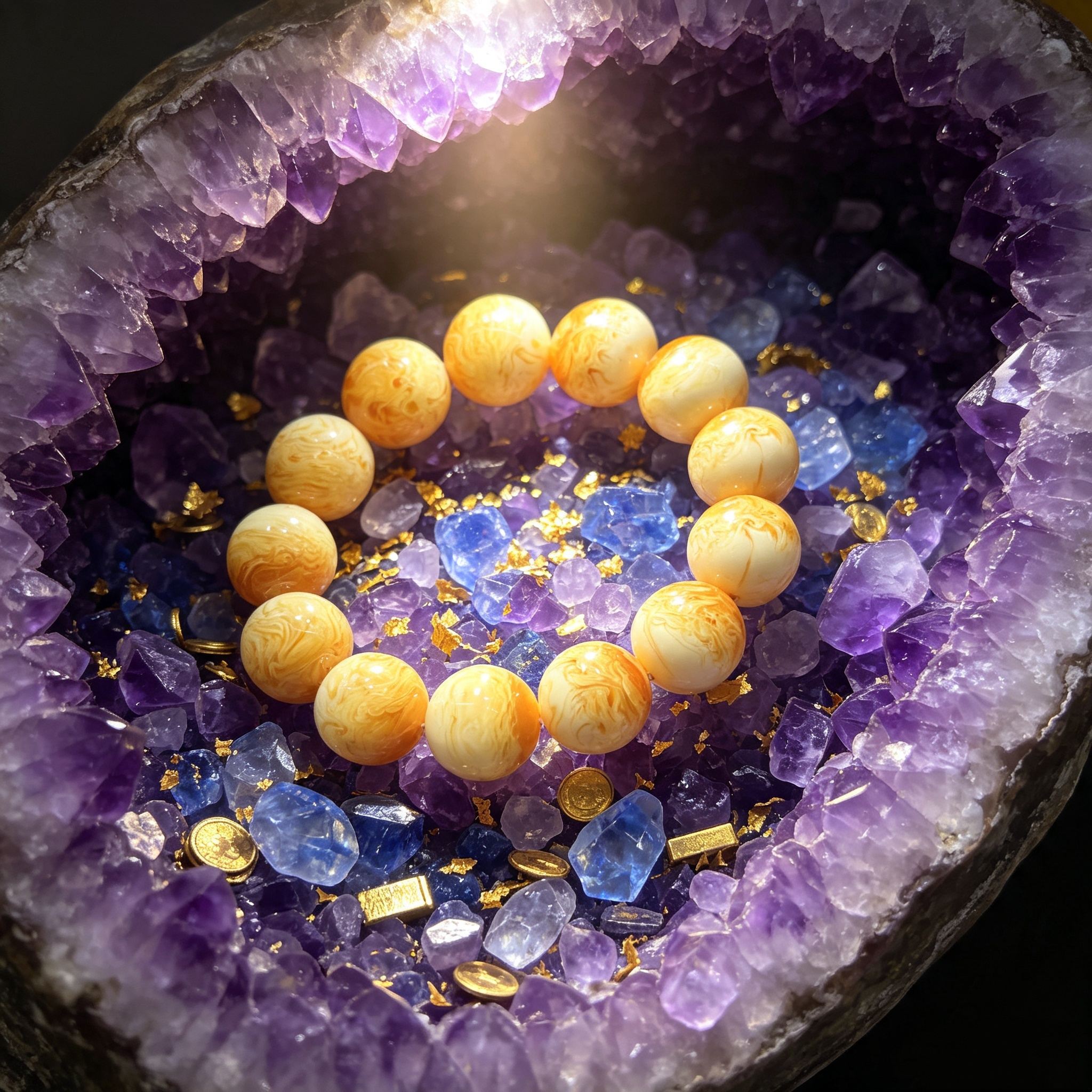 Natural Stone Stretch Beaded Bracelet for Unisex
