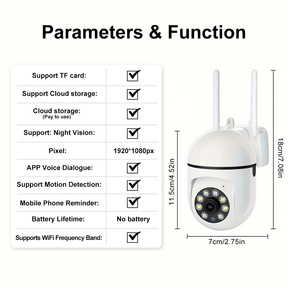 4-Pack WJG 1080P HD Wireless Security Camera, 355° Pan-Tilt, Two-Way Audio, Motion Detection, Auto Tracking, App Control, USB Powered, 2.4GHz WiFi, Smartphone Compatible, Indoor/Outdoor Surveillance System details 1